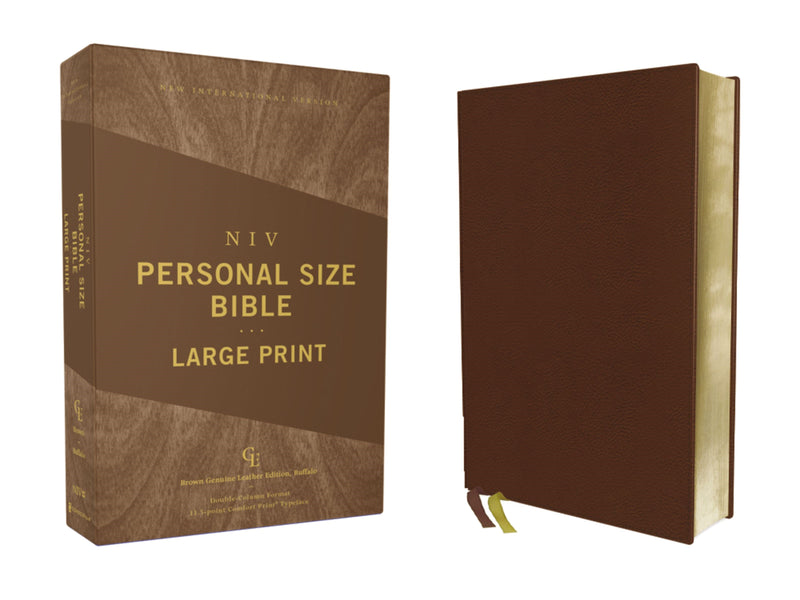 NIV Personal Size Bible/Large Print (Comfort Print)-Brown Genuine Buffalo Leather