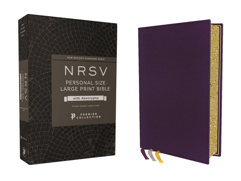 NRSV Personal Size Large Print Bible w/Apocrypha (Comfort Print)-Purple Premium Goatskin Leather