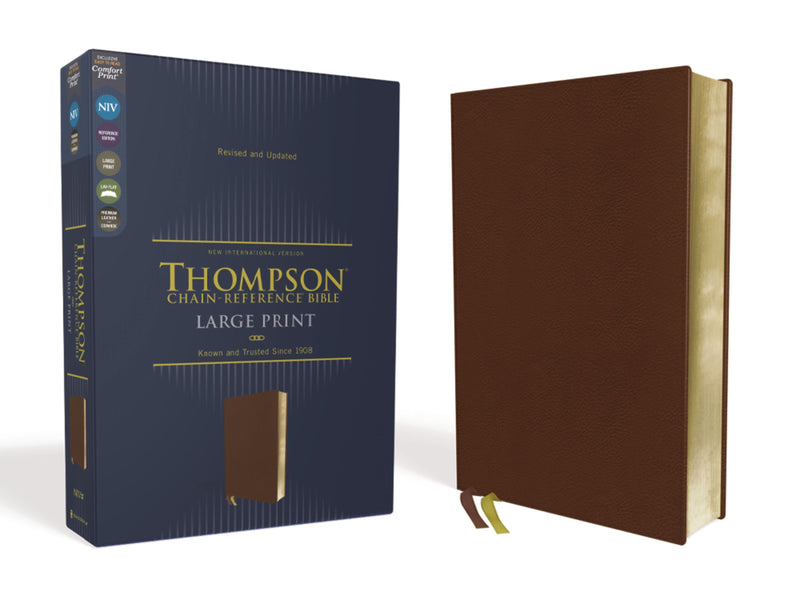 NIV Thompson Chain-Reference Bible/Large Print (Comfort Print)-Brown Genuine Cowhide Leather