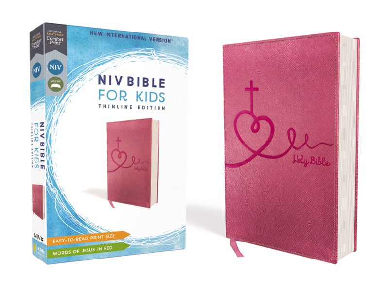 NIV Thinline Bible For Kids (Comfort Print)-Pink Leathersoft