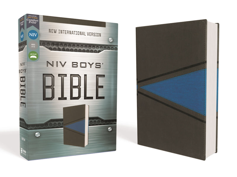NIV Boys Bible-Gray/Blue Leathersoft