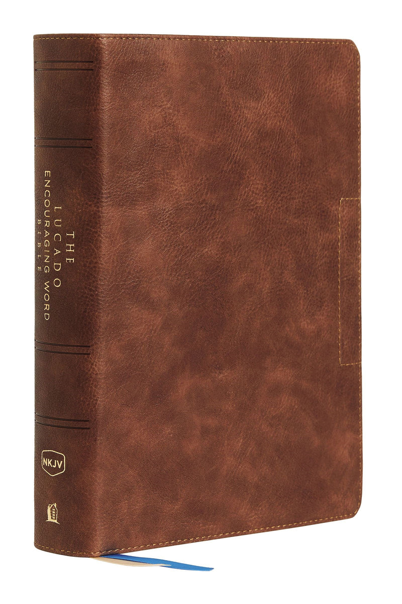 NKJV Lucado Encouraging Word Bible (Comfort Print)-Brown Leathersoft Indexed