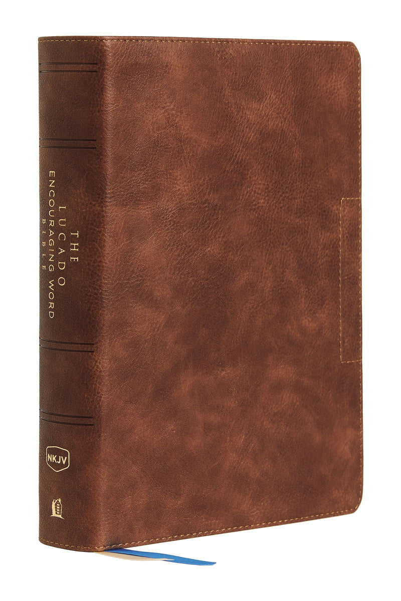 NKJV Lucado Encouraging Word Bible (Comfort Print)-Brown Leathersoft