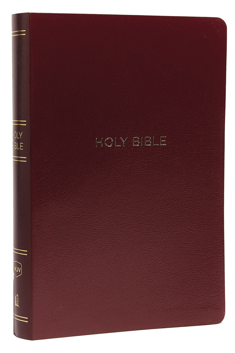 NKJV Giant Print Center-Column Reference Bible (Comfort Print)-Burgundy Leather-Look 