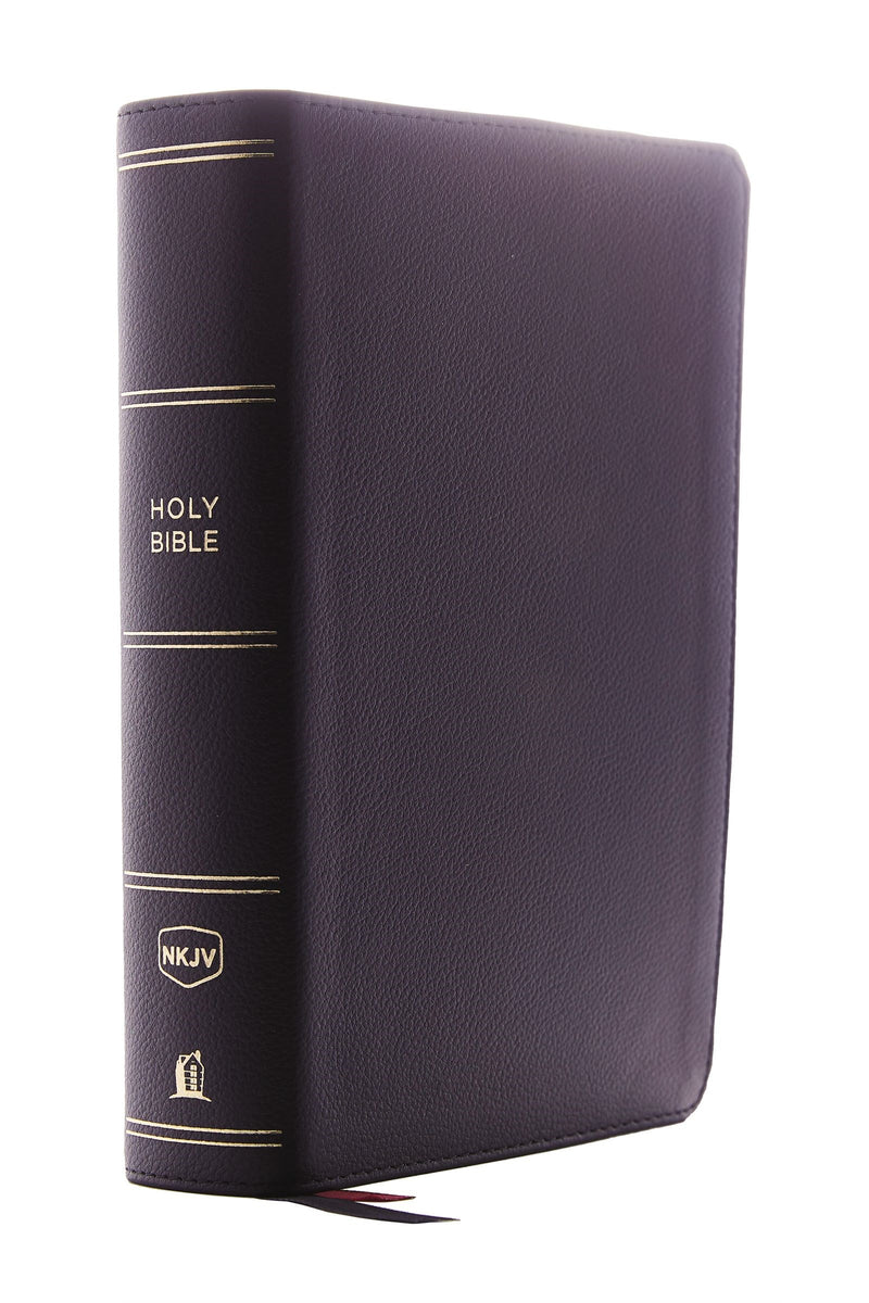 NKJV Single-Column Reference Bible (Comfort Print)-Black Genuine Leather 