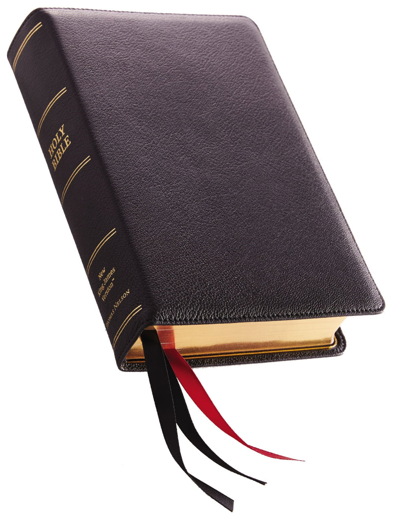 NKJV Single-Column Reference Bible (Comfort Print)-Black Premium Leather 