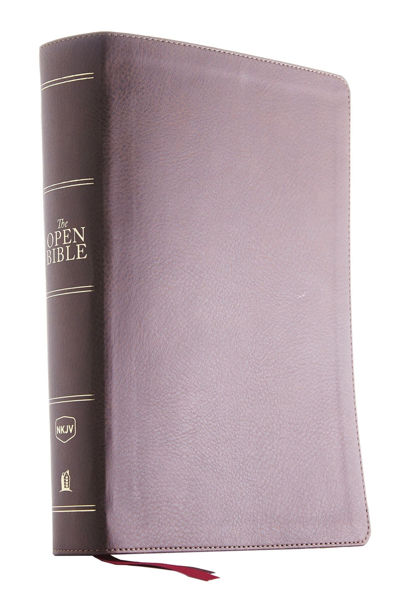 NKJV Open Bible (Comfort Print)-Brown Leathersoft Indexed