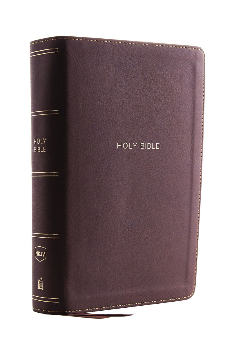 NKJV Single-Column Reference Bible (Comfort Print)-Mahogany Leathersoft 