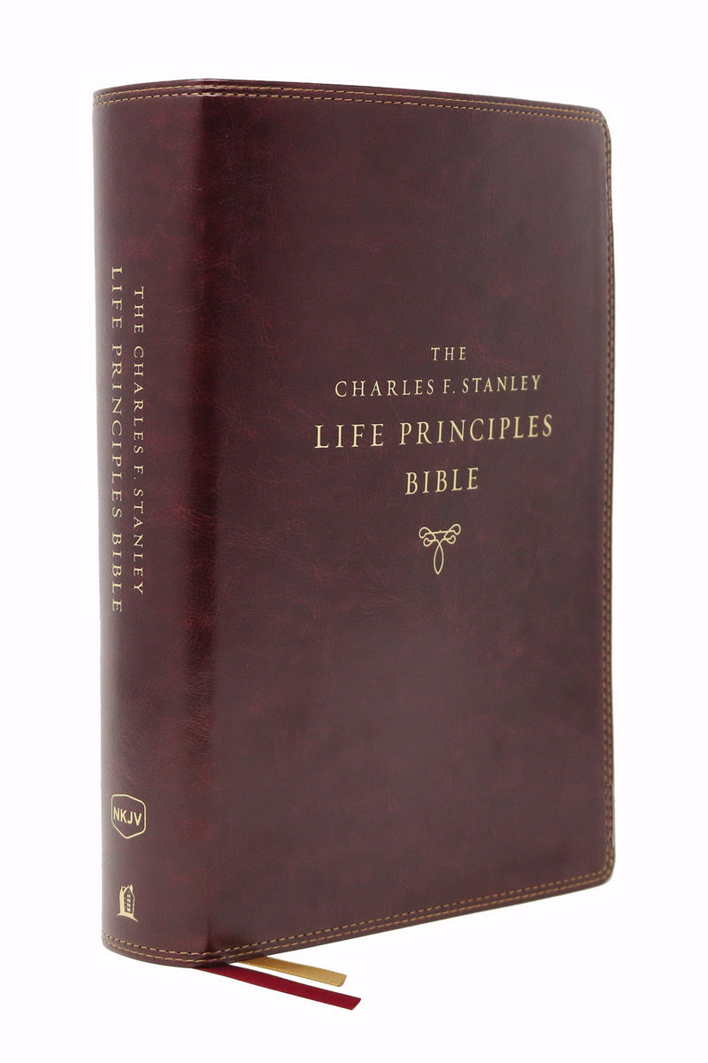 NKJV Charles F. Stanley Life Principles Bible (2nd Edition) (Comfort Print)-Burgundy Leathersoft Indexed