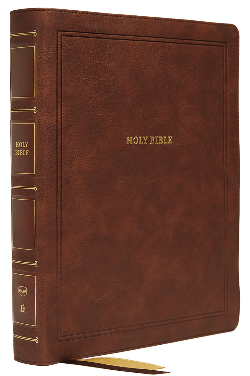 NKJV Large Print Wide-Margin Reference Bible (Comfort Print)-Brown Leathersoft