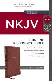 NKJV Thinline Reference Bible (Comfort Print)-Brown LeatherSoft