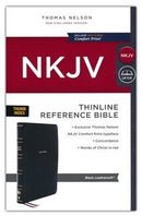 NKJV Thinline Reference Bible (Comfort Print)-Black LeatherSoft Indexed
