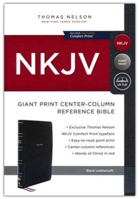 NKJV Center-Column Giant Print Reference Bible (Comfort Print)-Black Leathersoft