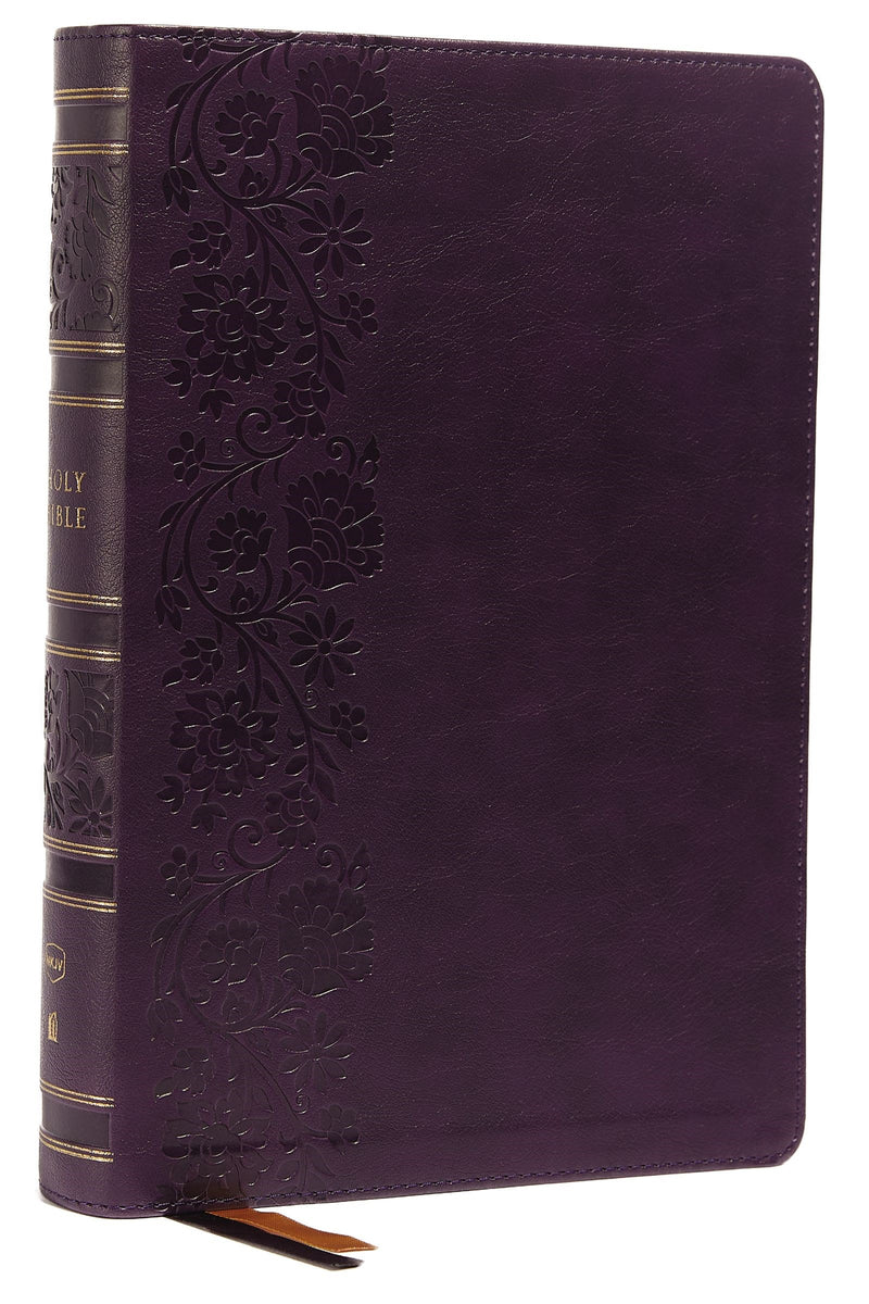 NKJV Single-Column Wide-Margin Reference Bible (Comfort Print)-Purple Leathersoft Indexed