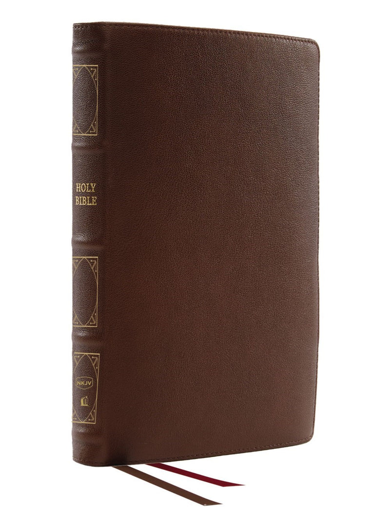 NKJV Thinline Reference Bible (Comfort Print)-Brown Genuine Leather