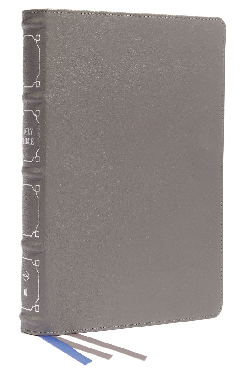 NKJV Classic Verse-By-Verse Center-Column Reference Bible (Comfort Print)-Gray Genuine Leather Indexed