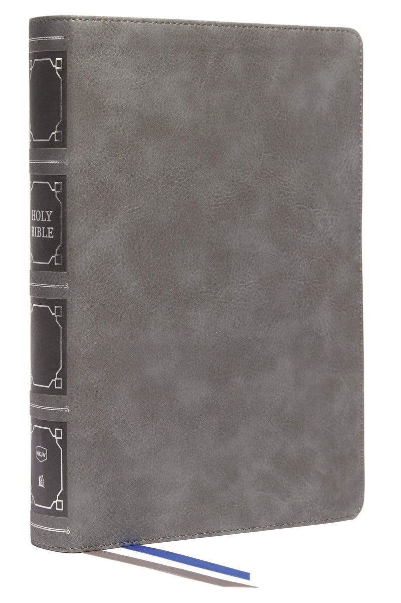 NKJV Classic Verse-By-Verse Center-Column Reference Bible (Comfort Print)-Gray Leathersoft Indexed