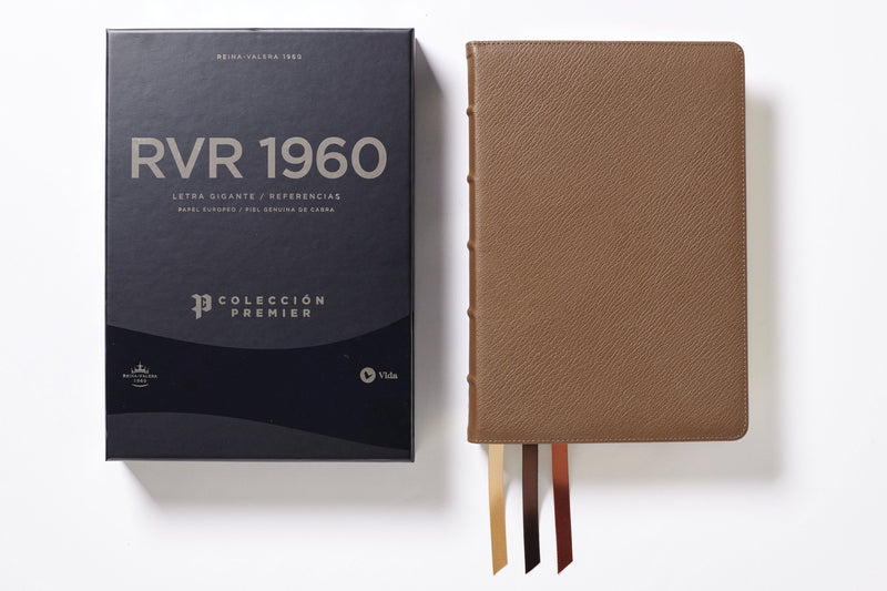 Span-RVR 1960 Giant Print Reference (Premier Collection) (Biblia Letra Gigante Coleccion Premier)-Brown Goatskin Leather