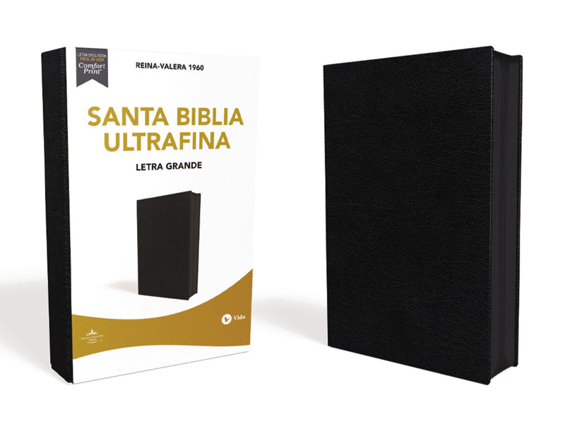 Span-RVR 1960 Ultrathin Large Print Bible (Santa Biblia Ultrafina Letra Grande)-Black Leathersoft w/Zipper