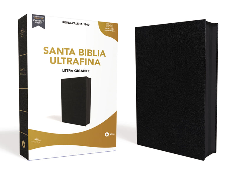 Span-RVR 1960 Ultrathin Giant Print Bible (Santa Biblia Ultrafina Letra Gigante)-Black Leather W/Zipper