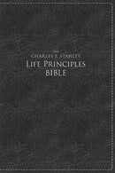 NKJV Charles Stanley Life Principles Bible/Large Print-Rich Black LeatherSoft Indexed 