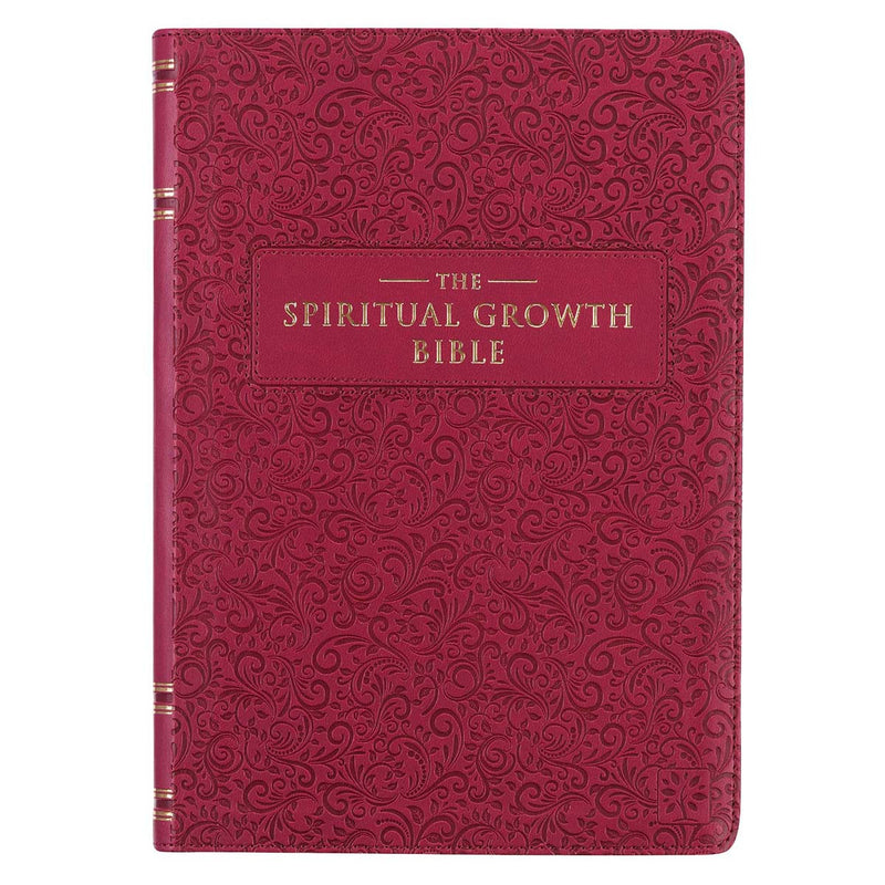 Spiritual Growth Bible Berry Faux Leathe