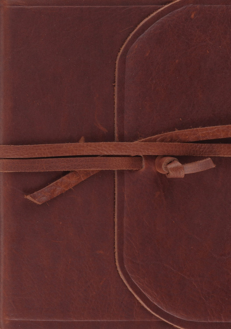 ESV Single Column Journaling Bible/Large Print-Brown Natural Leather w/Flap & Strap