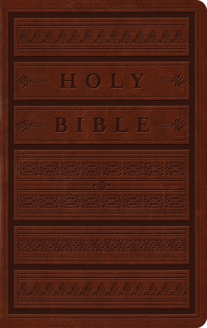 ESV Large Print Personal Size Bible-Brown Engraved Mantel Design TruTone