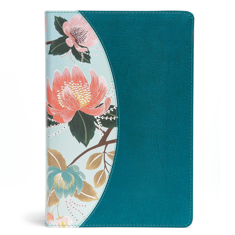 CSB Study Bible For Women-Teal/Sage Floral LeatherTouch Indexed