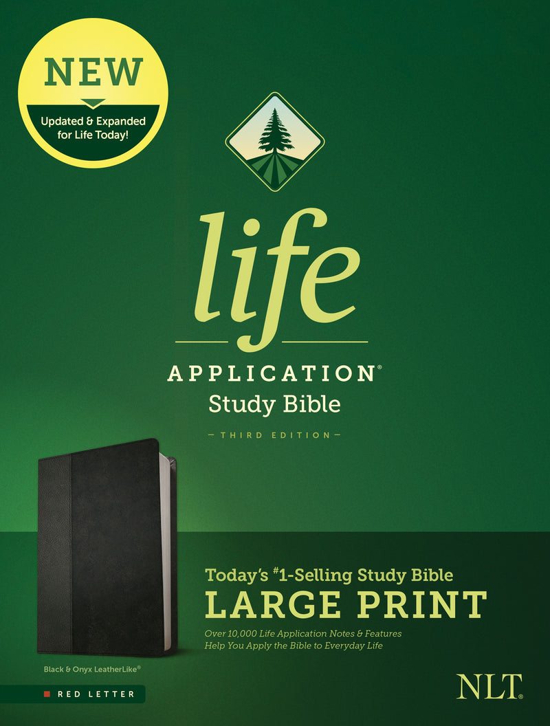 NLT Life Application Study Bible/Large Print (Third Edition) (RL)-Black/Onyx LeatherLike 