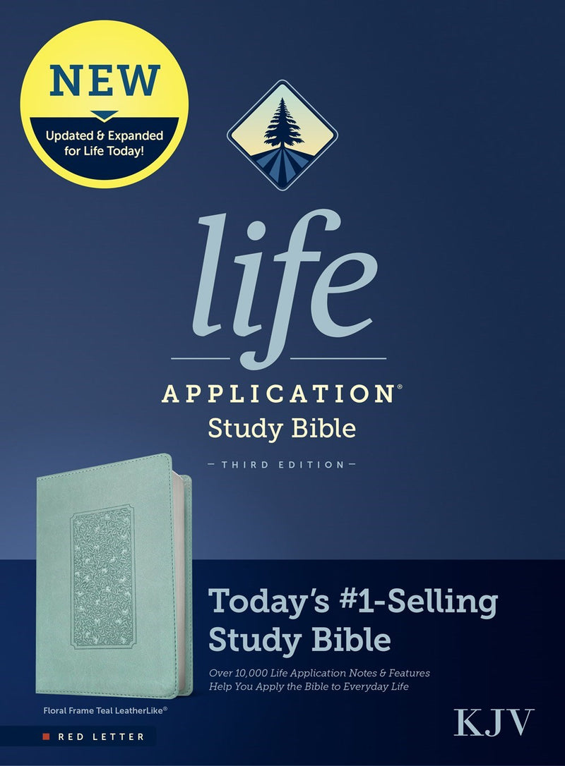 KJV Life Application Study Bible (Third Edition)-RL-Teal Floral Frame LeatherLike