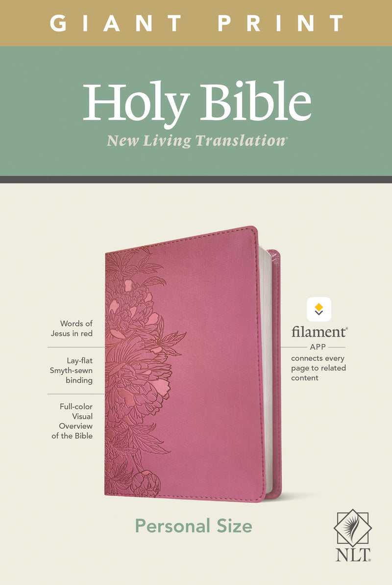 NLT Personal Size Giant Print Bible/Filament Enabled-Peony Pink LeatherLike