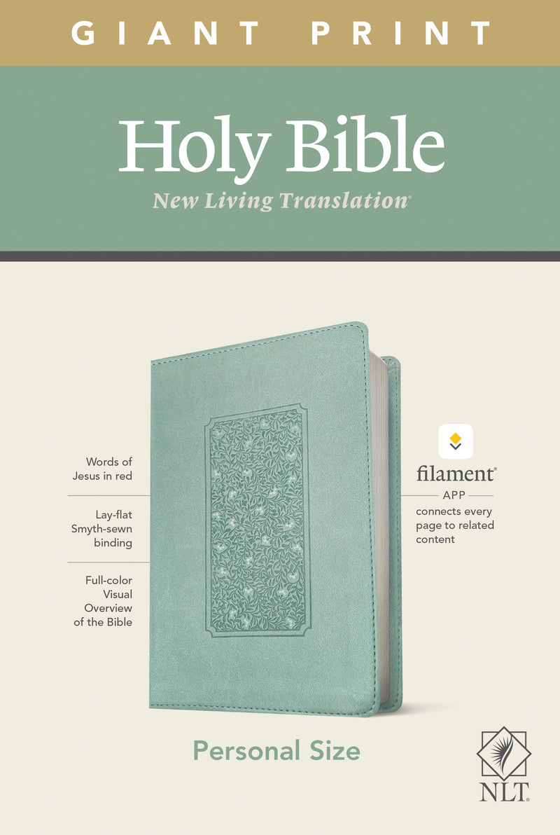 NLT Personal Size Giant Print Bible/Filament Enabled-Teal Floral Frame LeatherLike