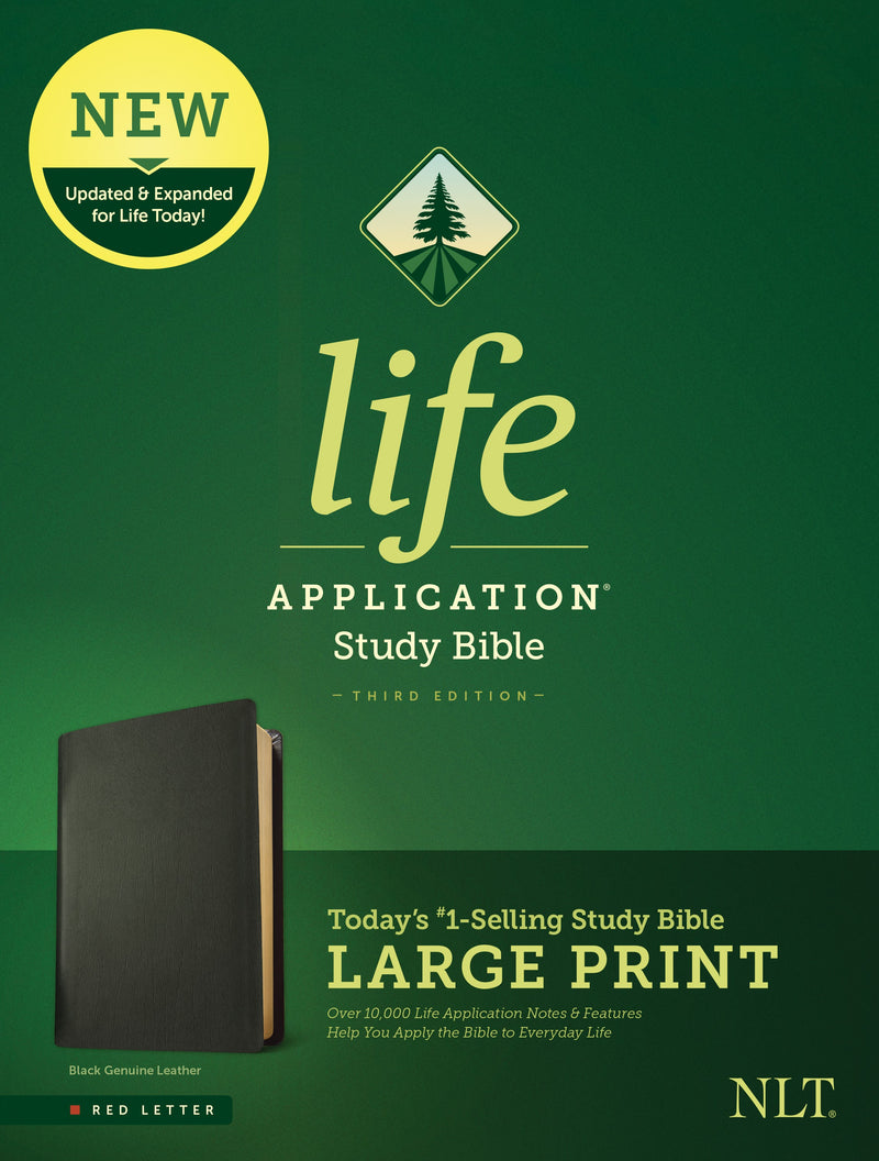 NLT Life Application Study Bible/Large Print (Third Edition) (RL)-Black Genuine Leather