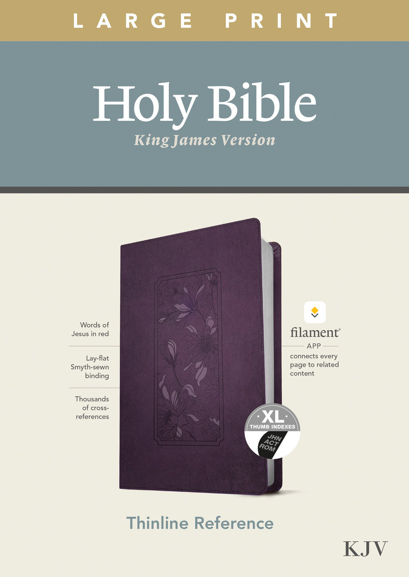 KJV Large Print Thinline Reference Bible/Filament Enabled Edition-Purple Floral LeatherLike Indexed 