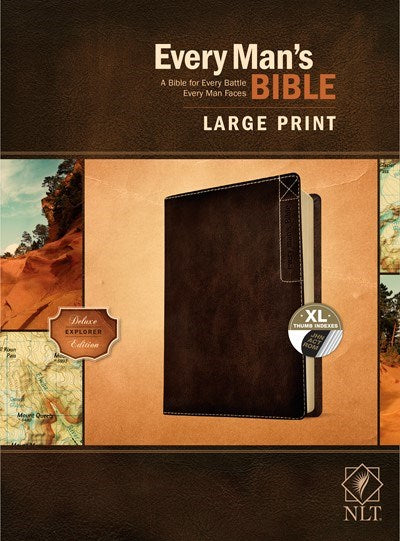 NLT Every Man's Bible/Large Print (Deluxe Explorer Edition)-Rustic Brown LeatherLike Indexed