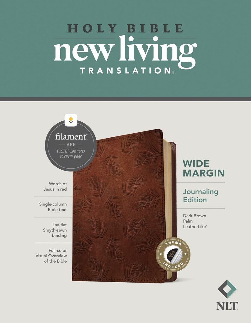 NLT Wide Margin Bible/Filament Enabled Edition-Dark Brown Palm LeatherLike Indexed