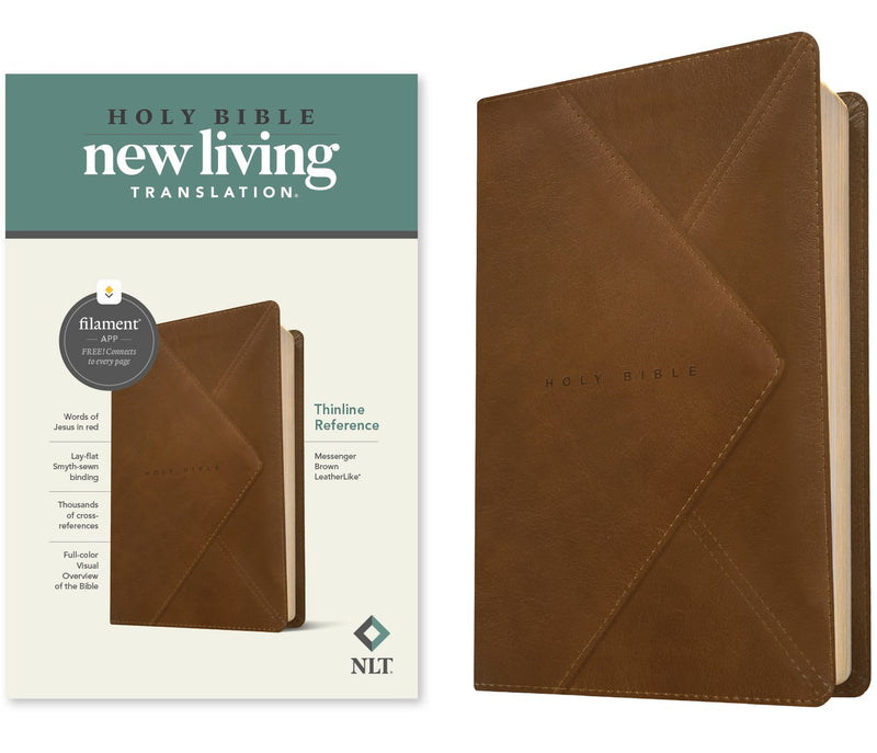 NLT Thinline Reference Bible  Filament Enabled Edition-Messenger Brown LeatherLike