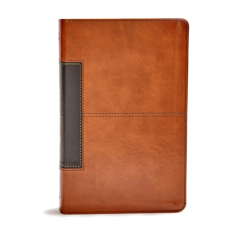 CSB Single-Column Personal Size Bible-Tan/Black LeatherTouch