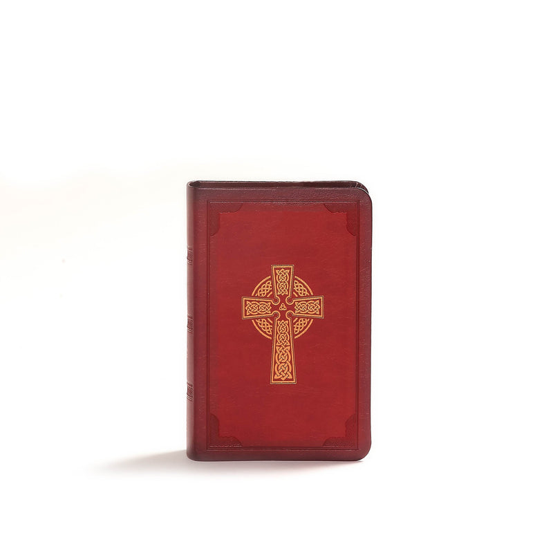 CSB Large Print Compact Reference Bible-Burgundy Celtic Cross LeatherTouch