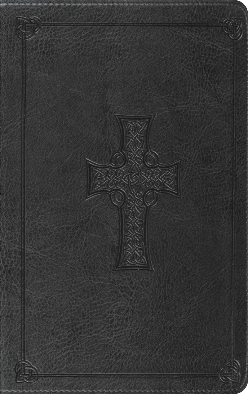 ESV Thinline Bible-Charcoal Celtic Cross Design TruTone