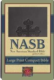 NASB Large Print Compact Bible-Black Cross Leathertex