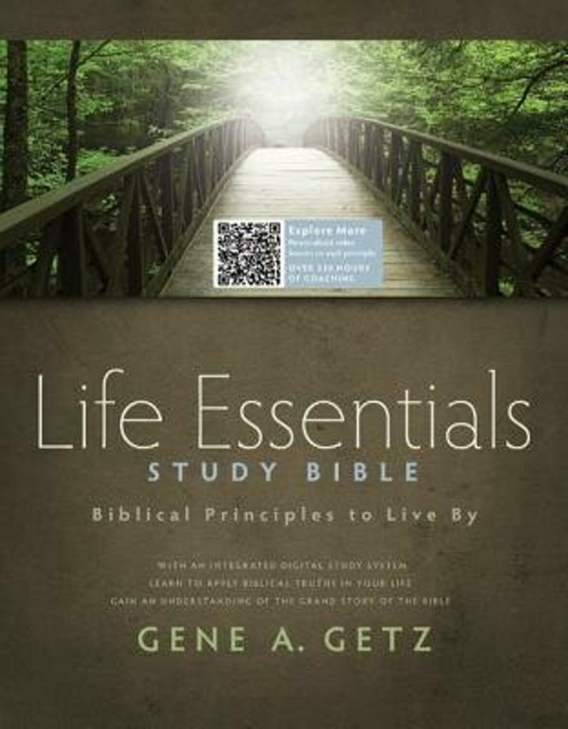 life essentials study bible, brown/green