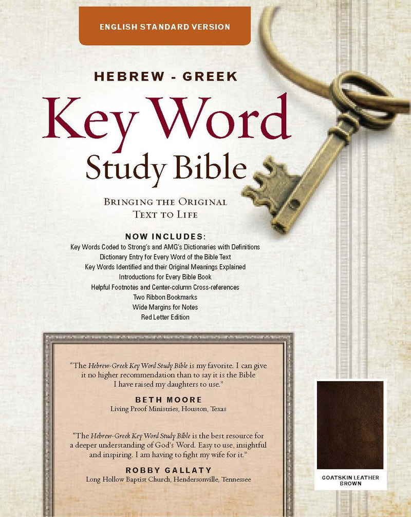 ESV Hebrew-Greek Key Word Study Bible-Brown Genuine Goat Leather