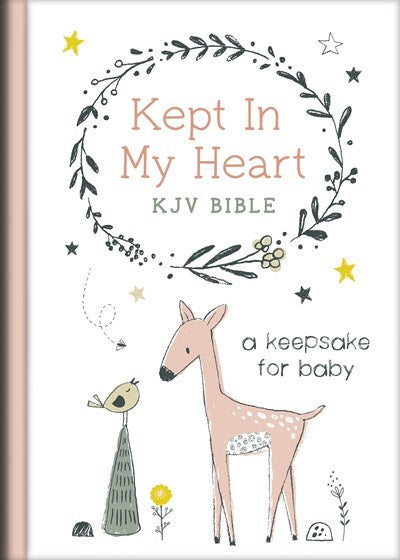 KJV Kept In My Heart Bible (Girl Cover)-Coral Woodland Hardcover