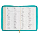 Levendige blauwgroene grote print dunne rits index