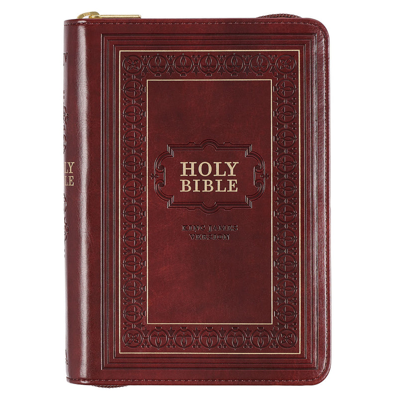 Compact KJV Burgundy Large Zipp Faux lea