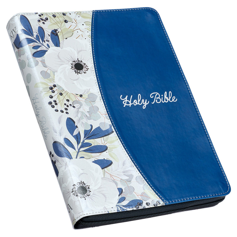 KJV Thinline Blue Large Print Idex Zipp